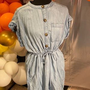 Denim Jean Dress with buttons down and elastic waist